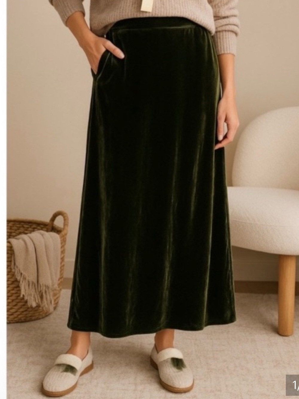 Anthropologie Tilda green velvet maxi skirt 57286